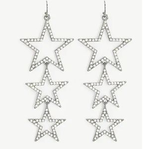 Star drop earings, 2-1/2" Length
